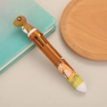 Brown multi-color ballpoint pen with 3D dinosaur figurine and translucent barrel - Monster - Brown