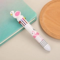 Multicolor ballpoint pen featuring 10 inks and a cute pink flamingo topper design - Swan - White