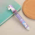10-color shuttle ballpoint pen in purple with 3D unicorn topper for students - Unicorn - Purple
