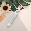 Multicolor ballpoint pen with pink pig topper and mint green barrel for journaling - Hat Pig - Green