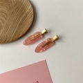 Gros plan de pinces à cheveux en acétate rose translucide avec rayures et base dorée - 3# Or Rose Romantique (Lot de 2)