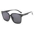 Classic black square oversized sunglasses with polished frame and metallic details - Black Frame Black Grey Lens