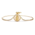 Adjustable gold plated tennis bracelet with shell Our Lady of Guadalupe charm and zircons - Gold Guadalupe Virgin Mary