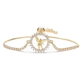 Adjustable gold bracelet with St. Michael angel pendant and cubic zirconia stones - Gold Angel