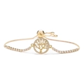 Verstellbares goldenes Lebensbaum-Armband mit weißen Zirkonia auf weißem Grund - Hohlener Lebensbaum Stil (CB00344CX)