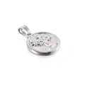 Polished silver Tree of Life circular pendant with embossed details and beaded edge - Silver Round Bead Edge Tree of Life (KP93844-Z)