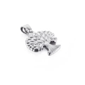 Polished silver stainless steel Tree of Life round pendant with textured leaf detail - Silver Tree of Life (KP93847-Z)