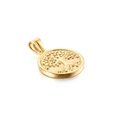 Golden Tree of Life round pendant in polished steel with detailed relief pattern - Gold Round Tree of Life (KP93868-Z)