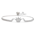 Silbernes Kronenarmband mit Zirkonia-Details und verstellbarem Schiebeverschluss - Krone / Silber