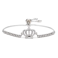 Verstellbares Kronenarmband mit Cubic Zirkonia Pavé-Fassung in poliertem Silber-Finish - Hollow Crown / Silber