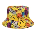 Zomerse vissershoed voor dames met gele overal smiley face print patronen - M (56-58cm) / Gele Al-over Blij Gezicht Print