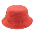 Detail of brick red washed cotton bucket hat showing metal eyelets and stitched brim - M (56-58cm) / Orange