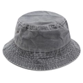 Detail of washed grey bucket hat with metal eyelets and reinforced stitching lines - M (56-58cm) / Gray