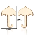 Detail view of gold umbrella stud earrings with 10mm height and 8mm width dimensions - 255/Umbrella / Gold