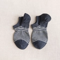 Men's low-cut boat socks in navy blue stripes with a large heel design for a comfortable fit - One Size / Striped Navy Blue