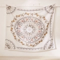 Arazzo mandala bohémien con motivi floreali beige e marroni per decorazione pareti - 73X95CM Tessuto Spazzolato / Beige Floreale