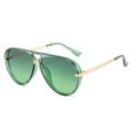 Klassische Pilotenbrille mit grünem transparentem Rahmen und goldenen Metalldetails - Grüner Rahmen / Grüne Gläser