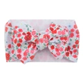 Infant fabric headband in white with red floral print and large bow embellishment - #17 Red Floral