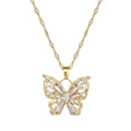 Collana con ciondolo a farfalla dorata con cristalli di zirconia cubica scintillanti - Ciondolo a Farfalla Dorato (E323)