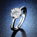 Macro shot of a brilliant-cut moissanite solitaire ring with an adjustable silver band - Y085【1 Carat】