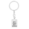 Porte-clés en métal argenté avec pendentif gravé de l'inscription My Dad My Hero - Porte-clés (D1290)