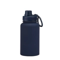Navy blue matte 650ml stainless steel sports bottle with integrated carrying handle - Indigo - Sport