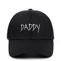 Classic black cotton baseball cap featuring white DADDY letter embroidery on front - Black Embroidered DADDY