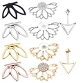 12-piece set of lotus flower ear jackets with pearls and rhinestones in mixed metal tones - 10 Pairs Set As Shown