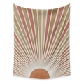 Bohemian sun tapestry with geometric lines in rust and beige colors for wall decor - Sunlit Land-GT111805