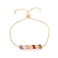 Bracciale a catena box con pietre arcobaleno dorate e chiusura a scorrimento regolabile - Stile 10 (b54d)