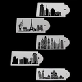 Set di 5 stencil per torte con motivi architettonici per decorazioni creative - Set da 5 pezzi