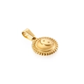 Minimalist gold titanium steel pendant with embossed moon and star patterns - Moon and Stars Round Pendant (KP93833-Z)