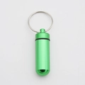 Portable bright green aluminum alloy waterproof pill box keychain capsule with sealing ring - Green