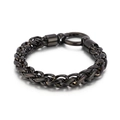 Men's titanium steel dragon bone chain bracelet with black woven finish and spring clasp - Thick Version / O-Ring Clasp / Black (KB134788-KFC)
