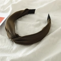 Detail of fabric knotted headband in brown and army green with soft woven texture - Army Green