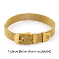 Adjustable golden stainless steel mesh bracelet with watch band style buckle closure - Gold Mesh Band Bracelet