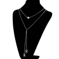 Collier double couche argenté avec pendentif coeur et symboles d'infini élégants - Style Cœur & Symbole de l'Infini (KN107915-Z)