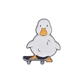 Spilla a fumetto con anatra bianca su skateboard nero in smalto di lega lucida - Stile Anatra Bianca Skateboard (xz5277)