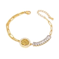 Bracciale albero della vita dorato con catene miste e ciondolo in cristallo lucido - Bracciale