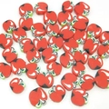 Detail of red apple clay beads with side holes for DIY jewelry making and crafts - Red Apple