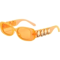 Fashionable luxury orange translucent sunglasses with rectangle amber gemstone temples - Orange Frame Orange Lens
