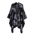 Detail shot of grey camouflage knit shawl showing soft texture and fine stitching - 135x155cm / Military Camo Black Grey
