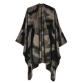 Close-up of soft camouflage knit shawl featuring detailed brown and grey pattern textures - 135x155cm / Military Camo Black Khaki