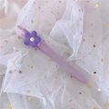 Creative purple 0.5mm retractable gel pen featuring a cute floral clip decoration - 0.5mm / Purple Flower (Colorful Barrel)
