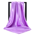 Elegant deep purple satin square scarf with a smooth silk-like finish and glossy texture - Light Purple