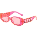 Y2K fashion sunglasses with pink orange gradient frames and rhinestone temples for women - Pink Frame / Pink Lens