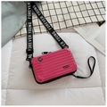 Rose pink mini hardshell suitcase crossbody bag with adjustable FOREVER YOUNG strap - Rose Red
