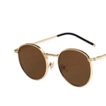 Lunettes de soleil rondes rétro pour femmes avec monture dorée et verres bruns - Monture Dorée Verres Ambrés