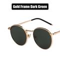 Lunettes de soleil rétro à monture ronde en métal doré avec verres vert foncé - Monture Dorée Verres Vert Foncé
