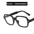 Retro square black frames with transparent lenses and golden butterfly rivets - Glossy Black Frame / Clear Lenses